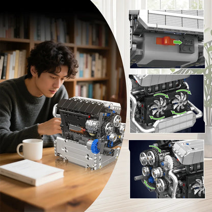 Mould King - 10213 Gemotoriseerd S55 Inline-6 Motor Bouwset | 744 Pcs