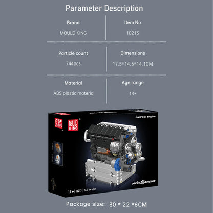Mould King - 10213 Gemotoriseerd S55 Inline-6 Motor Bouwset | 744 Pcs