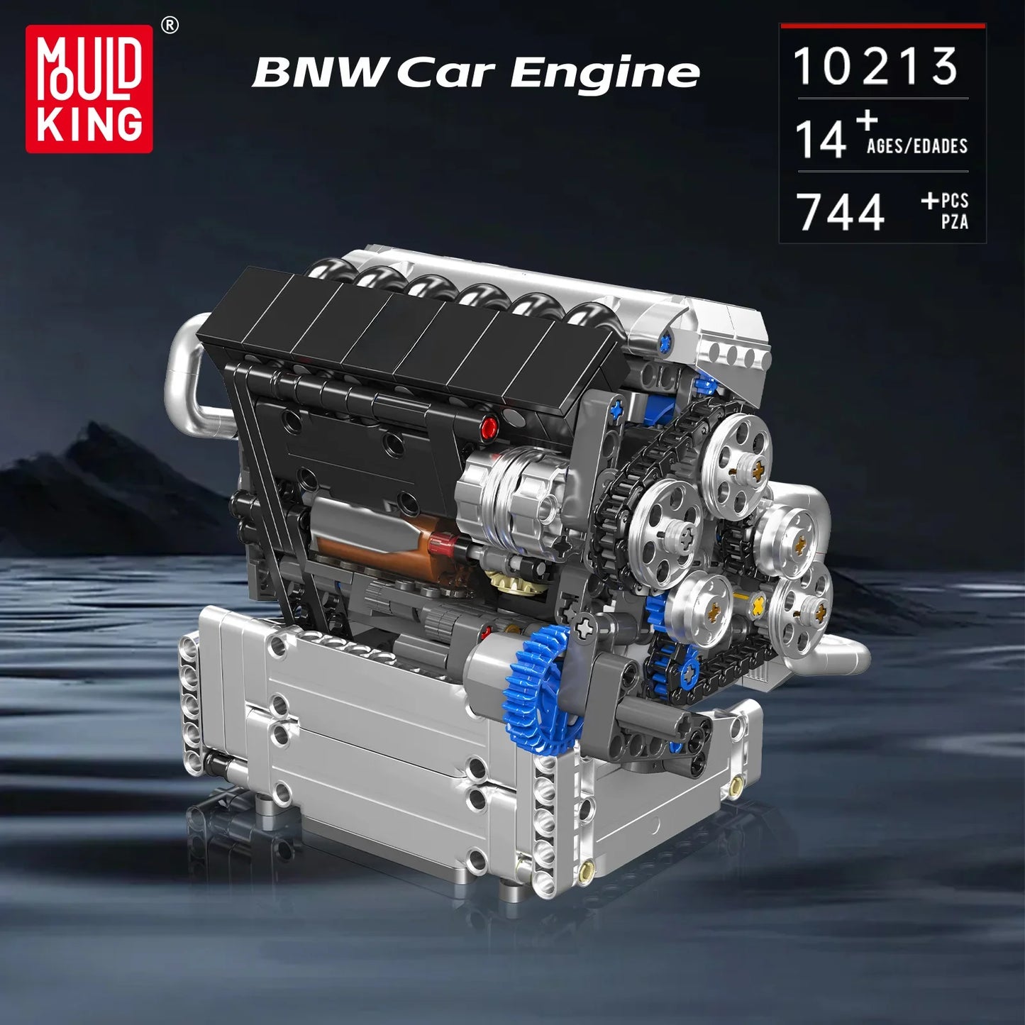 Mould King - 10213 Gemotoriseerd S55 Inline-6 Motor Bouwset | 744 Pcs