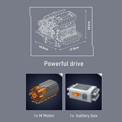 Mould King - 10213 Gemotoriseerd S55 Inline-6 Motor Bouwset | 744 Pcs